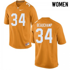 Women Tennessee Vols #34 Deontae Beauchamp Orange High School Jersey 686136-837