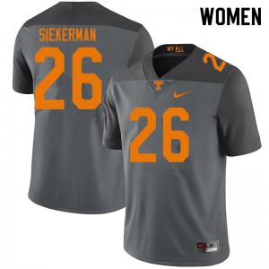 Women's Tennessee #26 J.T. Siekerman Gray Stitch Jerseys 378498-477