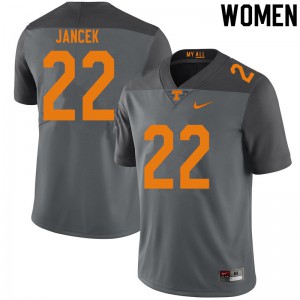 Women Tennessee Volunteers #22 Jack Jancek Gray Football Jerseys 459313-527