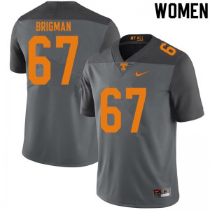 Women's Tennessee #67 Jacob Brigman Gray Official Jersey 646726-629