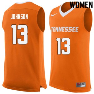 Women's Tennessee Volunteers #13 Jalen Johnson Orange Embroidery Jerseys 986854-288