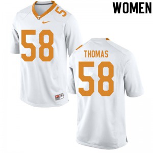Women's Tennessee Volunteers #58 Omari Thomas White Football Jerseys 306519-764