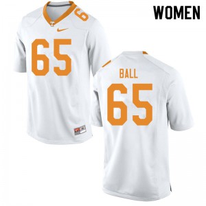 Women Tennessee Volunteers #65 Parker Ball White NCAA Jerseys 804258-737