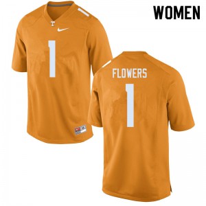 Womens Tennessee Vols #1 Trevon Flowers Orange Stitch Jerseys 275924-941