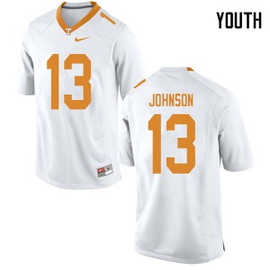 Youth Tennessee Vols #13 Deandre Johnson White Football Jersey 812532-511