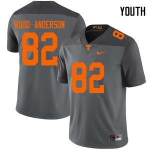 Youth Tennessee Volunteers #82 Dominick Wood-Anderson Gray Embroidery Jersey 292204-901
