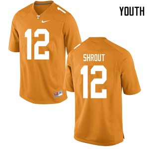 Youth Tennessee Vols #12 JT Shrout Orange Embroidery Jersey 390862-124