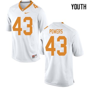 Youth Tennessee Vols #43 Jake Powers White NCAA Jersey 760920-713