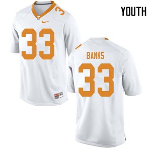 Youth Tennessee Vols #33 Jeremy Banks White College Jersey 369239-557