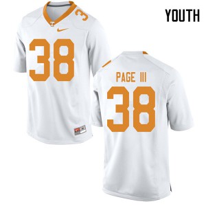 Youth Tennessee #38 Solon Page III White Stitch Jersey 370789-764