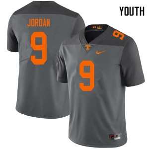 Youth Tennessee Vols #9 Tim Jordan Gray NCAA Jersey 535457-636