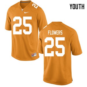 Youth Tennessee Vols #25 Trevon Flowers Orange Stitch Jerseys 951760-296