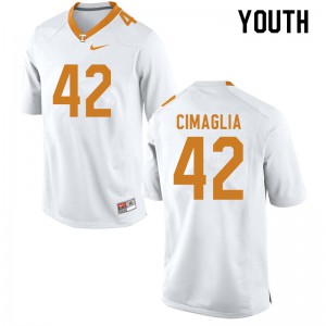 Youth Tennessee Vols #42 Brent Cimaglia White NCAA Jersey 550227-285