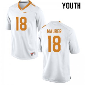 Youth Tennessee Volunteers #18 Brian Maurer White Official Jerseys 969139-754