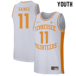 Youth Tennessee Volunteers #11 Davonte Gaines White Stitch Jersey 233323-747