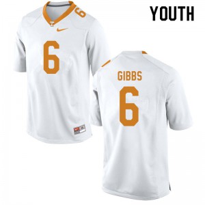 Youth Tennessee Vols #6 Deangelo Gibbs White Football Jersey 538187-309