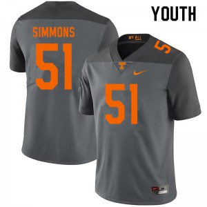 Youth Tennessee Vols #51 Elijah Simmons Gray Stitched Jersey 151909-319