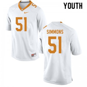 Youth Tennessee Vols #51 Elijah Simmons White Stitch Jerseys 639425-982