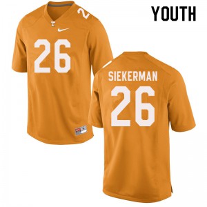 Youth Vols #26 JT Siekerman Orange College Jerseys 261233-290