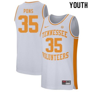 Youth Tennessee #35 Yves Pons White University Jersey 433639-795