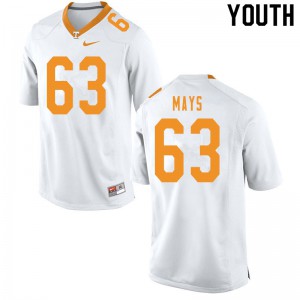 Youth Tennessee Volunteers #63 Cooper Mays White NCAA Jersey 978657-439