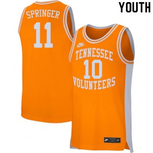 Youth Tennessee #11 Jaden Springer Orange Embroidery Jerseys 284588-350