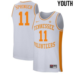 Youth Tennessee #11 Jaden Springer White Basketball Jersey 781277-219