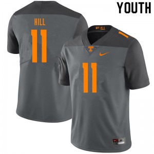 Youth Tennessee #11 Kasim Hill Gray Football Jersey 619799-763