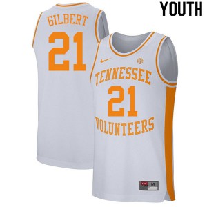 Youth Tennessee Vols #21 Kent Gilbert White College Jersey 820825-986