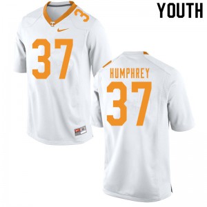 Youth Tennessee Vols #37 Nick Humphrey White University Jersey 151269-666