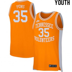 Youth Tennessee #35 Yves Pons Orange University Jerseys 128837-839