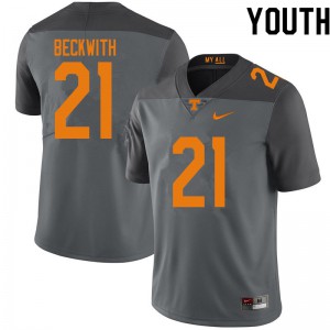 Youth Tennessee Vols #21 Dee Beckwith Gray NCAA Jersey 249400-228