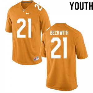 Youth Tennessee Vols #21 Dee Beckwith Orange Stitch Jerseys 597998-516