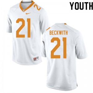 Youth Tennessee Vols #21 Dee Beckwith White University Jersey 575995-319