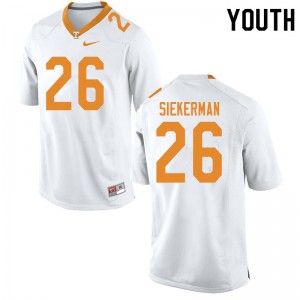 Youth UT #26 J.T. Siekerman White Player Jerseys 340801-263