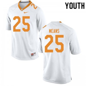 Youth Tennessee Volunteers #25 Jerrod Means White University Jerseys 659951-693