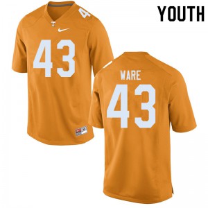 Youth Tennessee Volunteers #43 Marshall Ware Orange Official Jersey 804928-853