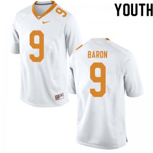 Youth Tennessee Volunteers #9 Tyler Baron White Stitch Jersey 123002-477