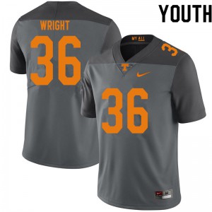 Youth Tennessee Vols #36 William Wright Gray Official Jerseys 832529-315