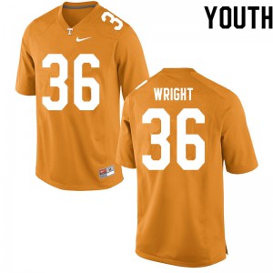 Youth Tennessee Vols #36 William Wright Orange Football Jerseys 590072-356