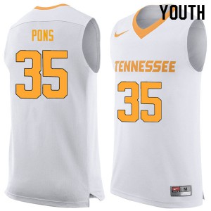 Youth Tennessee Vols #35 Yves Pons White Official Jersey 330537-309